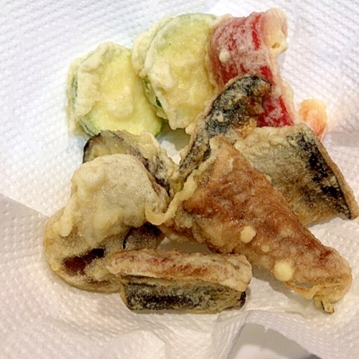 全部揚げちゃいましょ☆秋刀魚と夏野菜の天ぷら